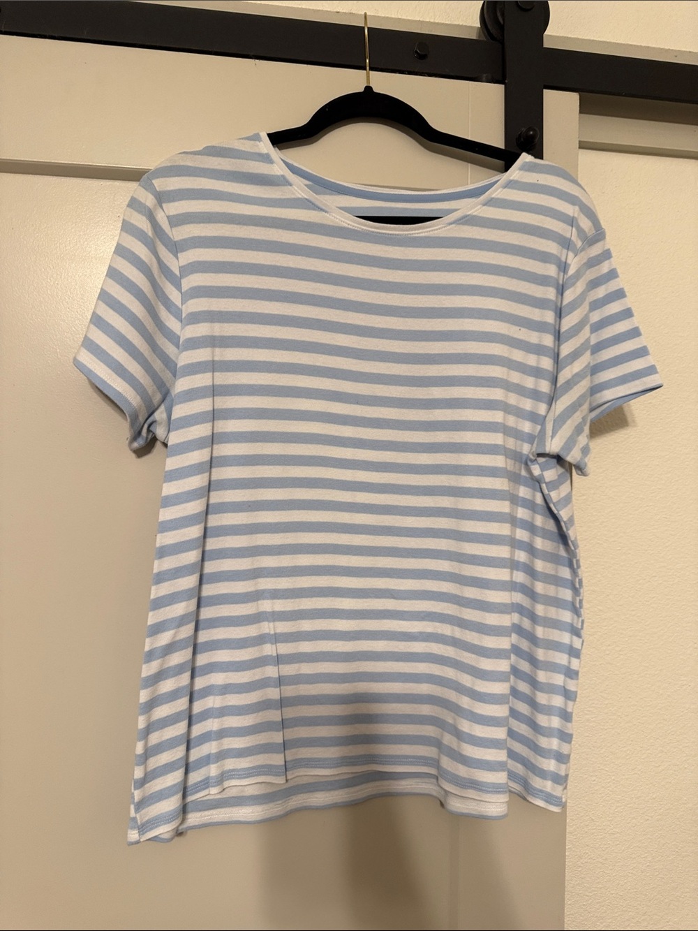Craft & barrow Striped Short Sleeve Tee - Light Blue & White